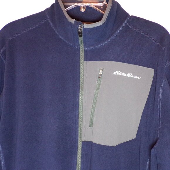 Eddie Bauer Blue Gray Fleece Jacket Mens Large Full Zip Coat Hiking Outdoors - Picture 6 of 12